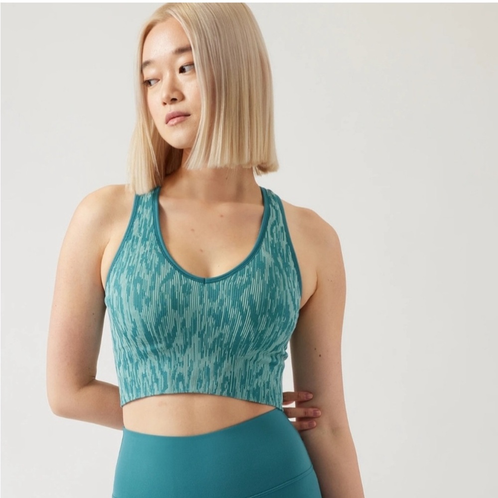 Athleta Aurora Seamless Crop Rib Tank – Women’s Reef Green Activewear Top